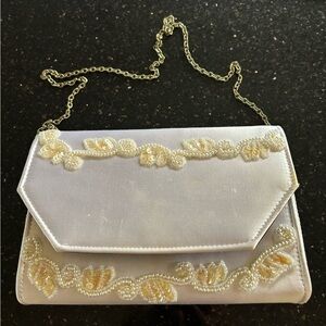 White beaded wedding purse